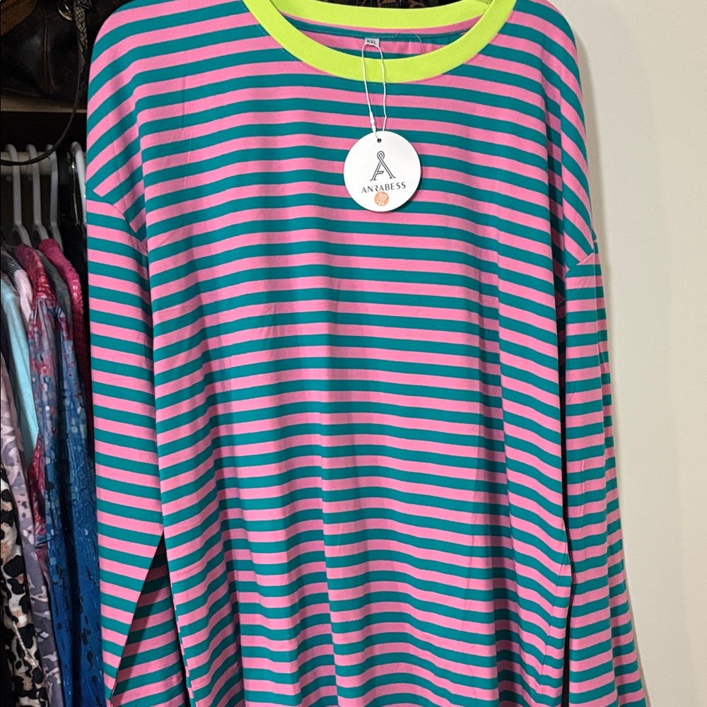 Women’s Striped Pink and Green Top